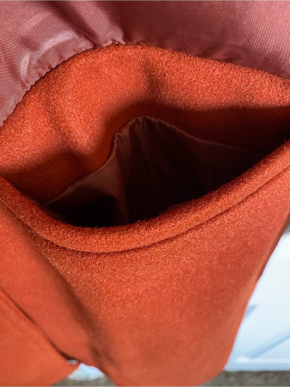 Allegra K Rust Orange Long Double Breasted Coat Size L Retro Mod - Picture 5 of 11
